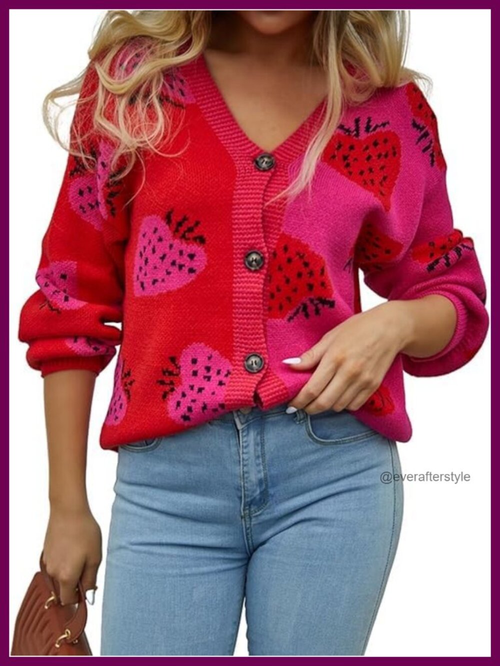 Women Cropped Knit Cardigan Floral Print Open Front Long Sleeve 85% Acrylic 15%